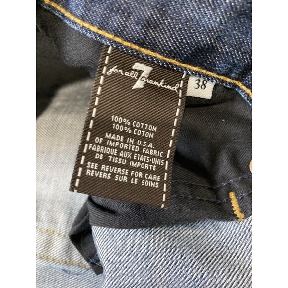 7 for all Mankind Austyn Jeans Mens 38x35 Straight Leg Dark Wash Logo Distressed - Picture 8 of 10